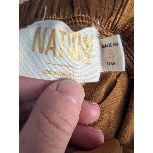 Nation Ltd Womens Madrid Bronze Satin Straight Leg Pull On Pants Sz S Rust Brown - Picture 8 of 10